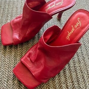 Free People Red Heeled Mules